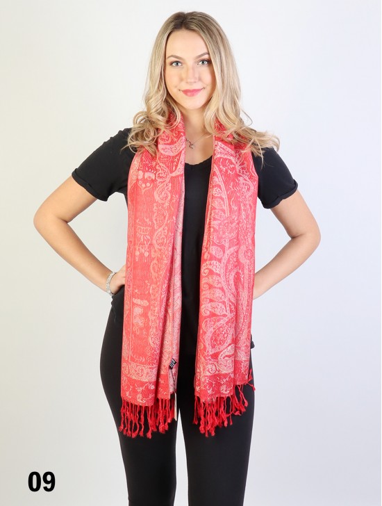 Solid Tone Paisley Print Pashmina